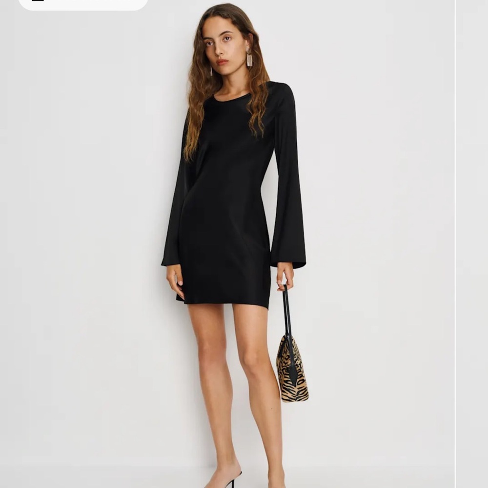 Reformation Black Long Sleeve Dress